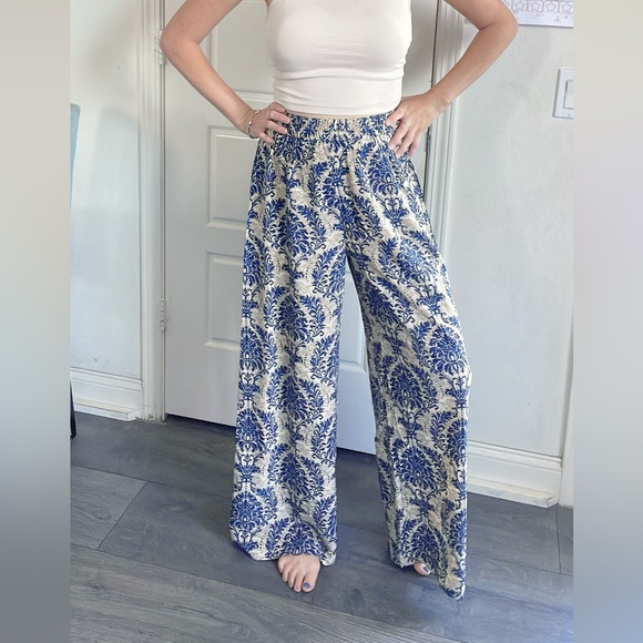 011 Boho Damask Print stretchy waist Trouser Pants - Picture 11 of 12